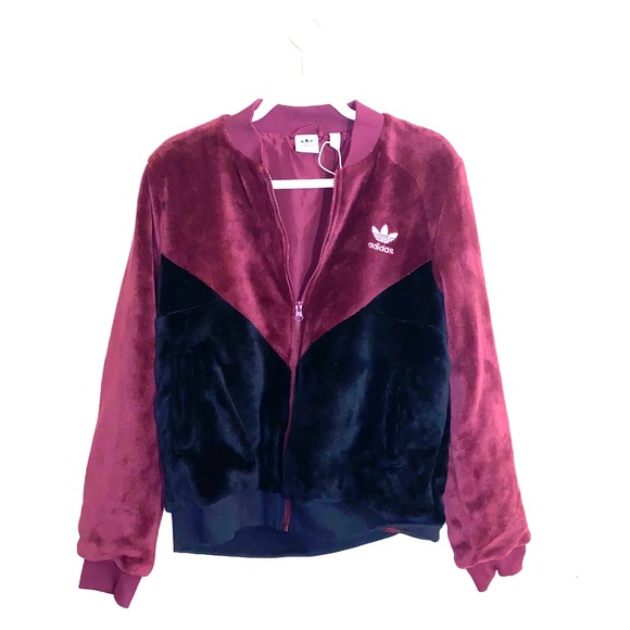 adidas Jackets & Blazers - NWT ADDIDAS plush zip up track jacket size M